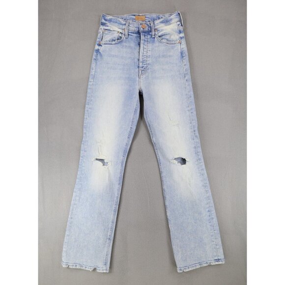 MOTHER Denim - MOTHER Blue Ankle Cropped Jeans with Distressed Details